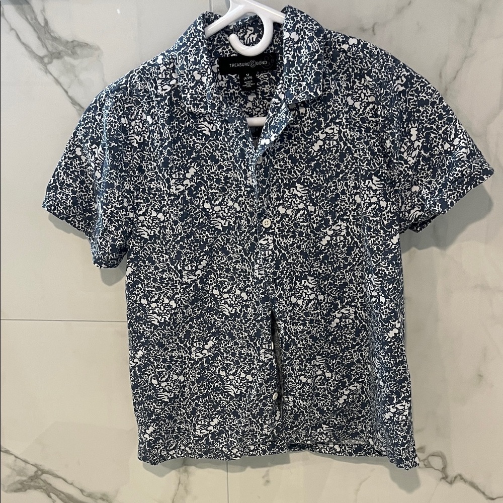 Treasure & Bond Blue and White Floral Button Down Shirt